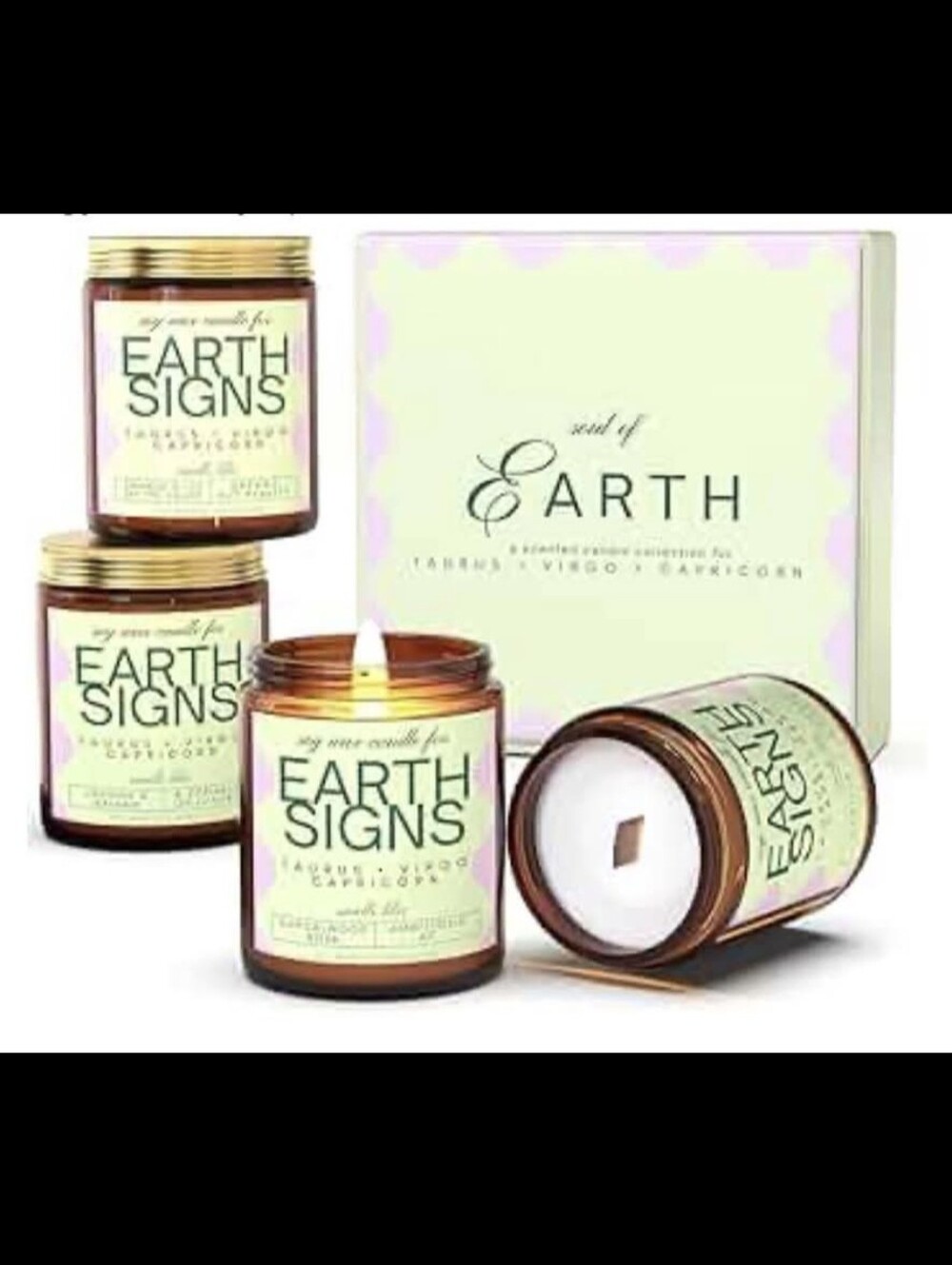 The Mindful Collective Earth Signs Soy Wax Candle Gift Set NWT